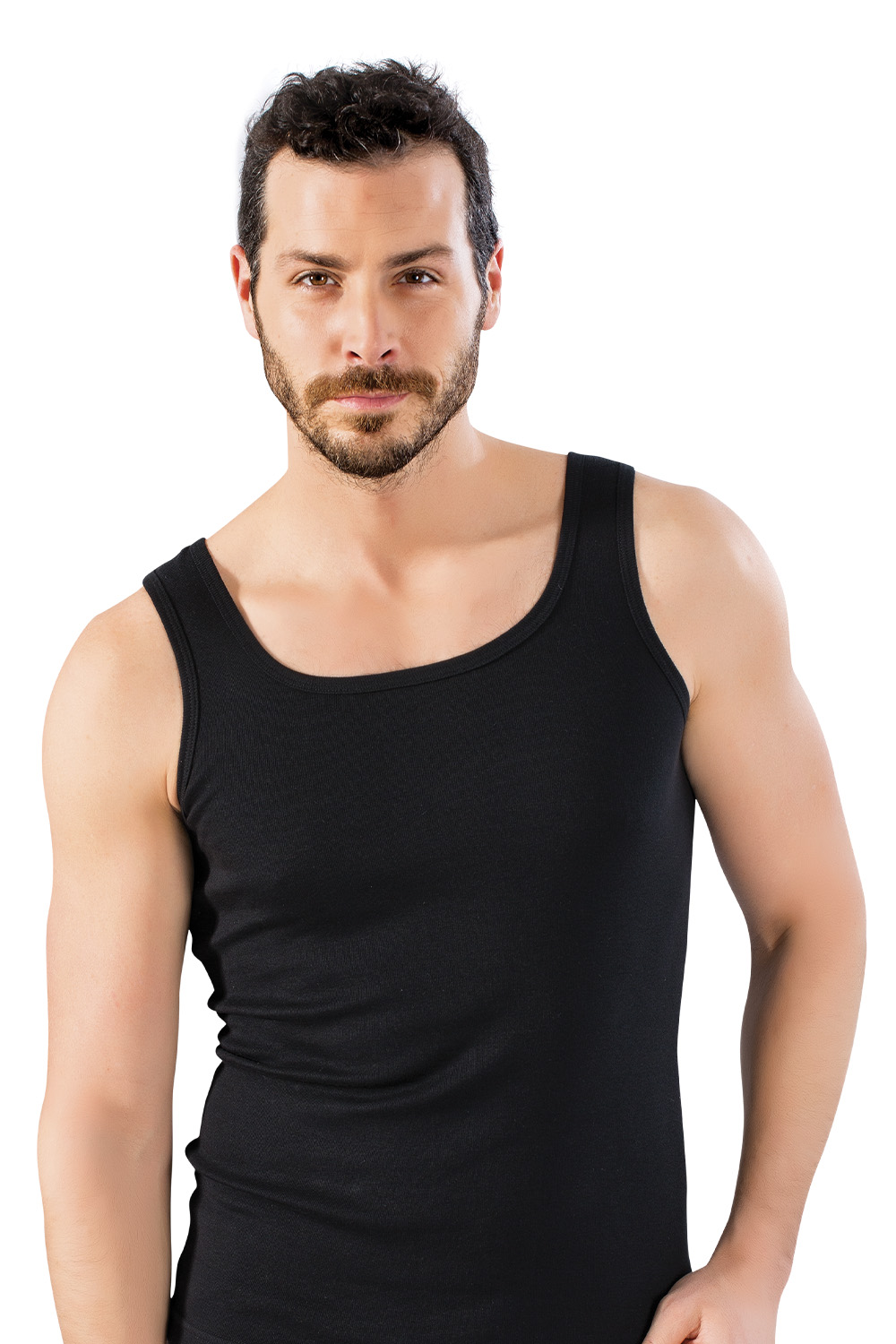 Lux Drm 100 Cotton Rib Weave Square Collar Mens Singlet 154 black