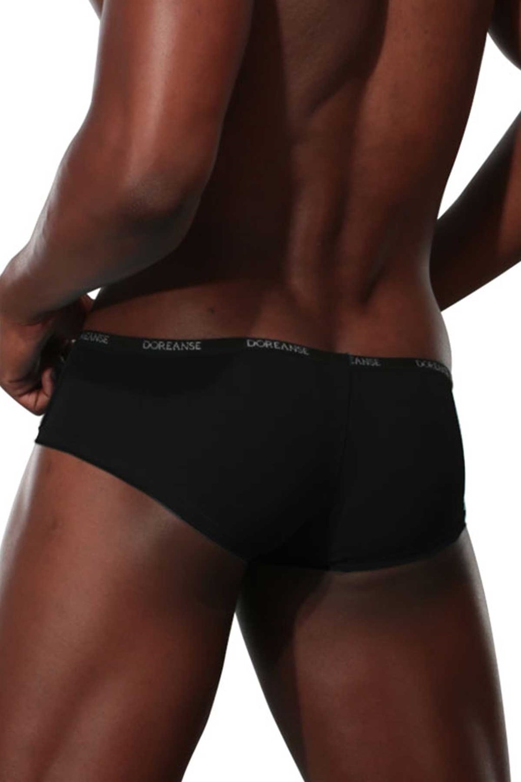 Doreanse Trendy Soft Cotton Low Rise Hipster Trunks Male Underwear 1781 Black back