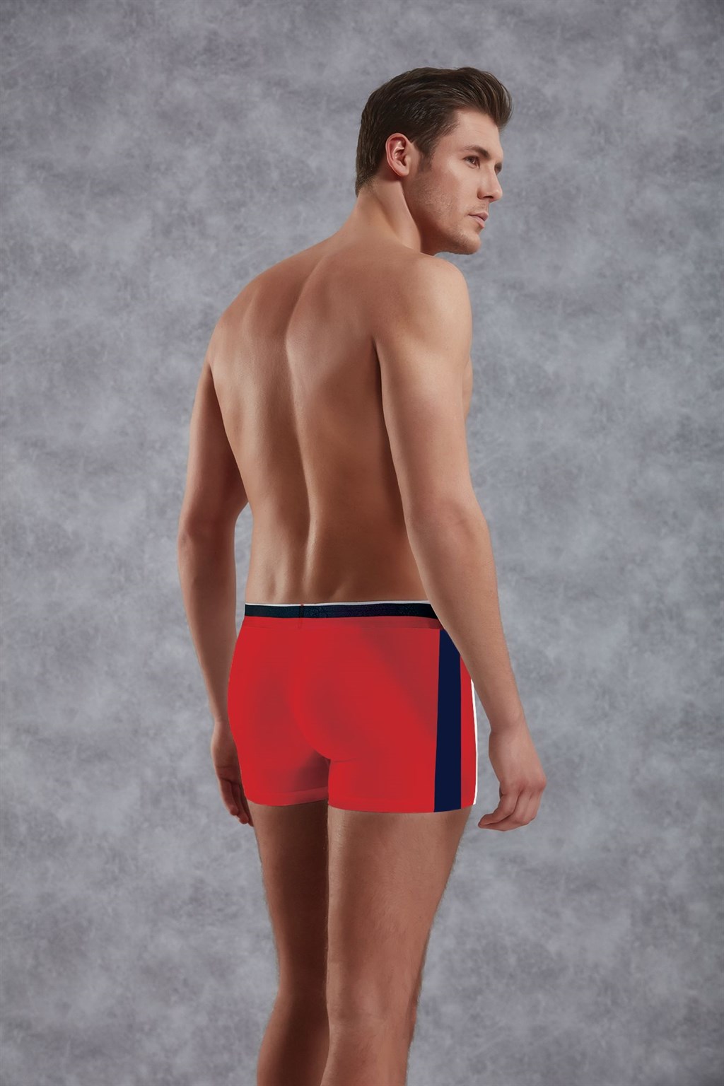Doreanse Athletic Side Stripe Boxer Brief Underwear 1713 Red back