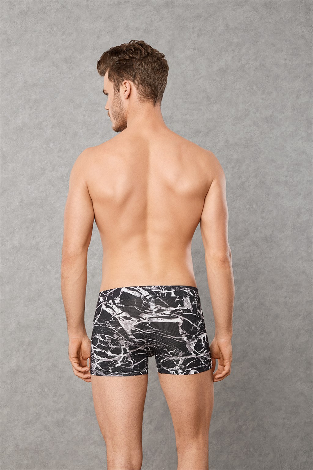 doreanse mens modal printed marble patterned regular leg boxer 1871 imprime collection black and white