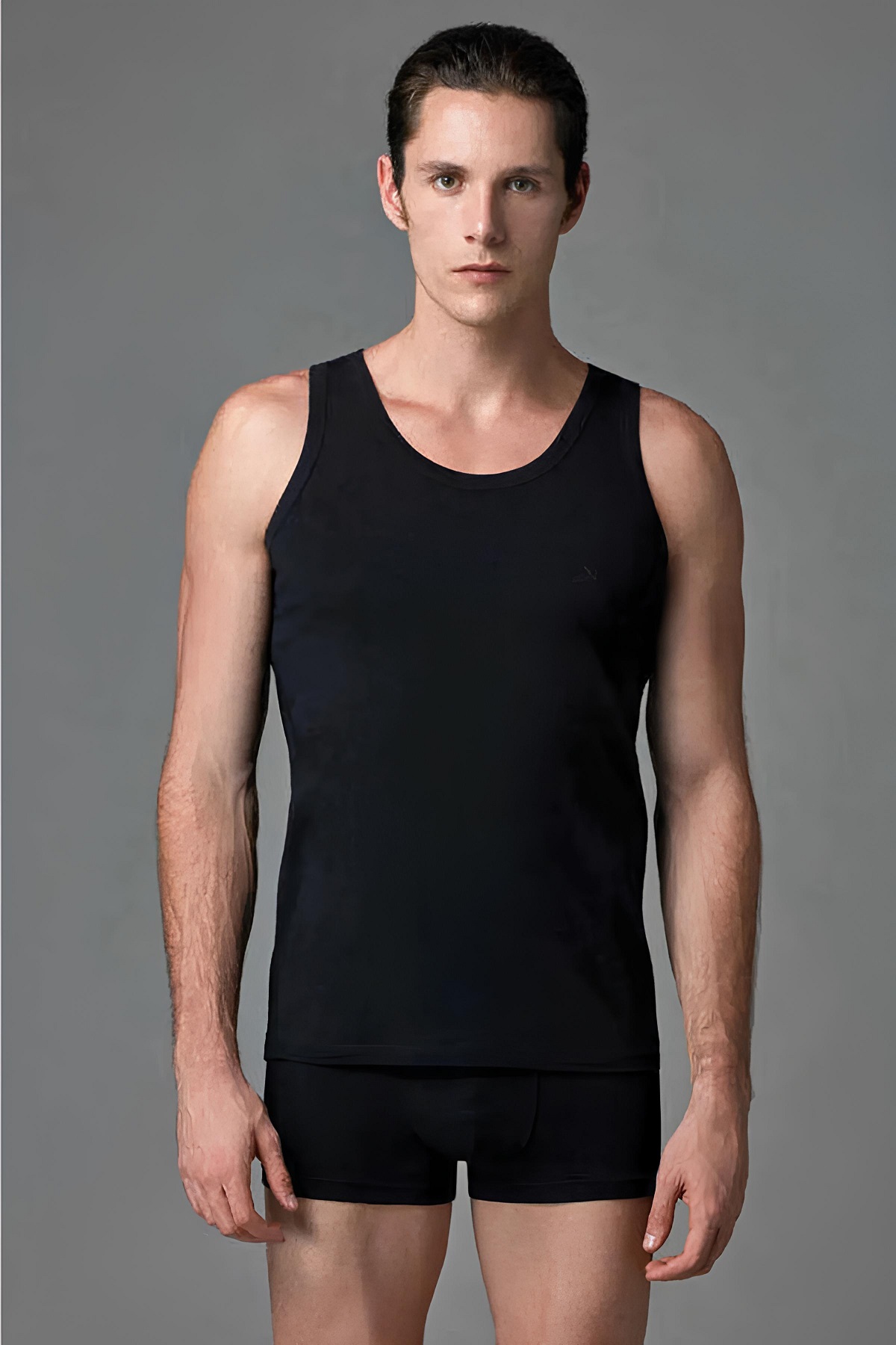 Eros ERS001 2 Pack Cotton Lycra Compact Classic Mens Undershirt black