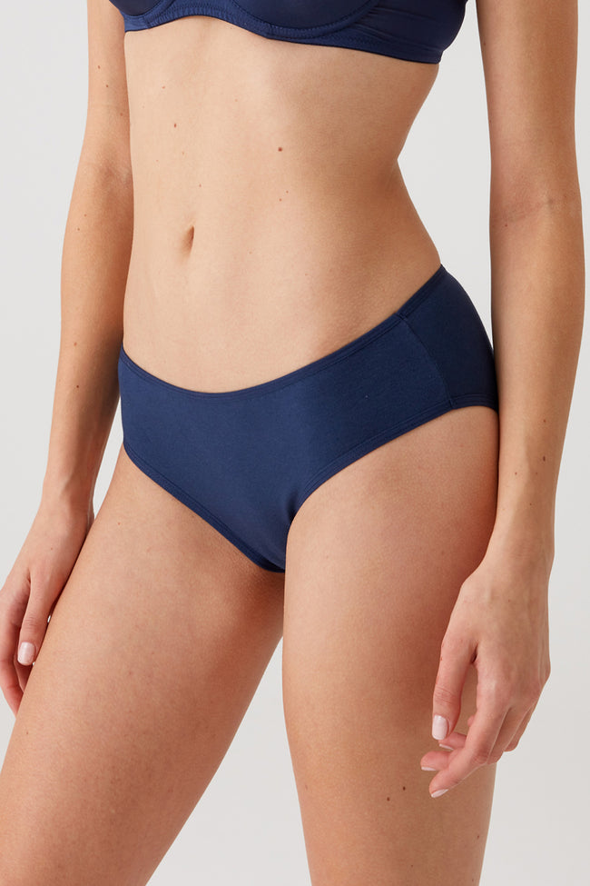 Pierre Cardin 2056, 5 Pack, Mid Waist, Cotton, Women’s Basic Slip Brief Panty Set, Ecru & Powder Pink & Burgundy & Navy Blue & Black5