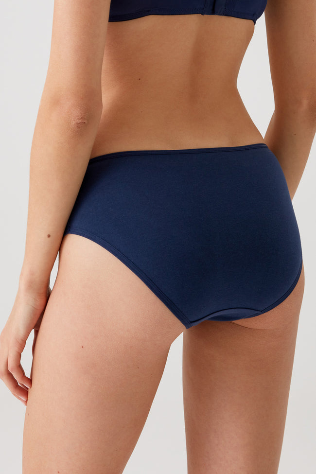 Pierre Cardin 2056, 5 Pack, Mid Waist, Cotton, Women’s Basic Slip Brief Panty Set, Ecru & Powder Pink & Burgundy & Navy Blue & Black6