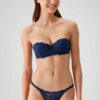 Pierre Cardin 4562 Siena, Underwired Non Padded Lace Strapless Fantasy Bra and Panty Set Navy