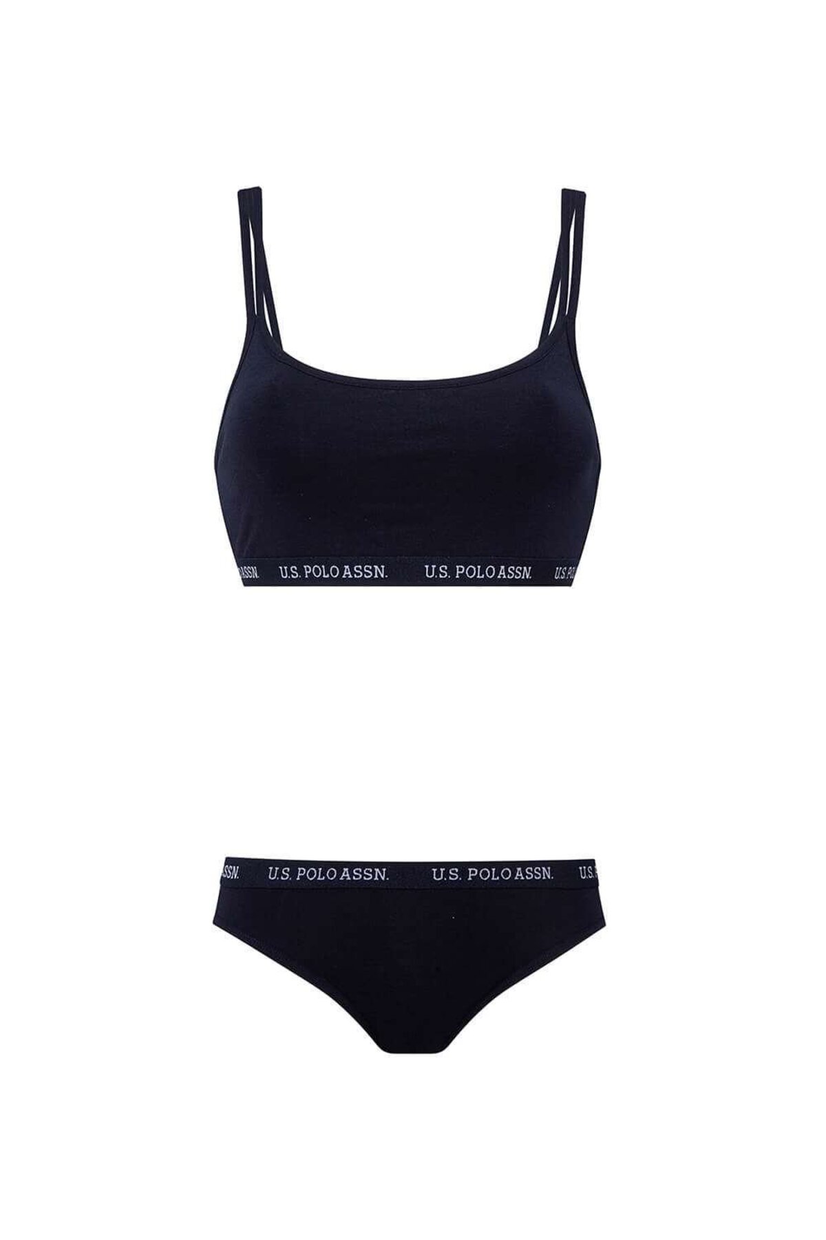 U.S. Polo Assn. 65004, Cotton & Modal & Lycra, Women’s Bustier Brief Set, Navy Blue 2