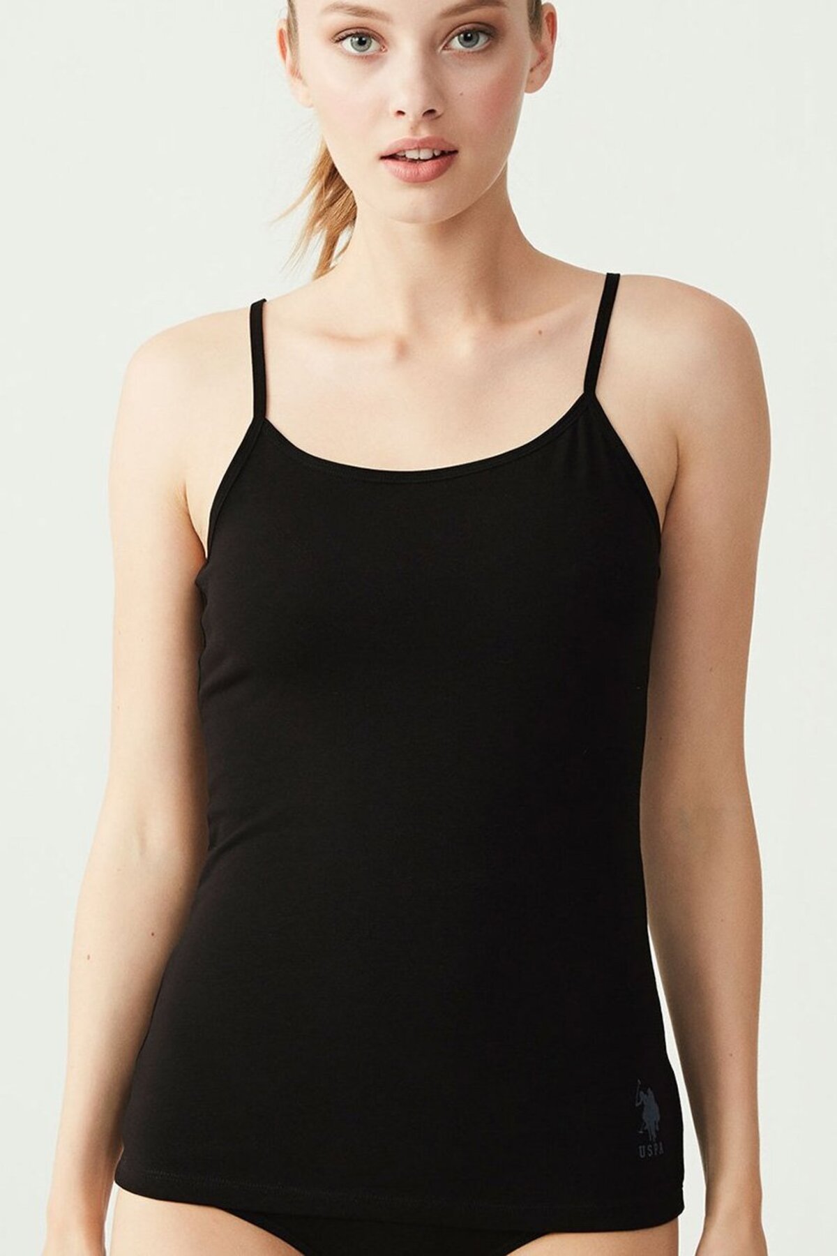 U.S. Polo Assn. 66000 Cotton Modal Lycra Rope Straps Womens Singlet Black