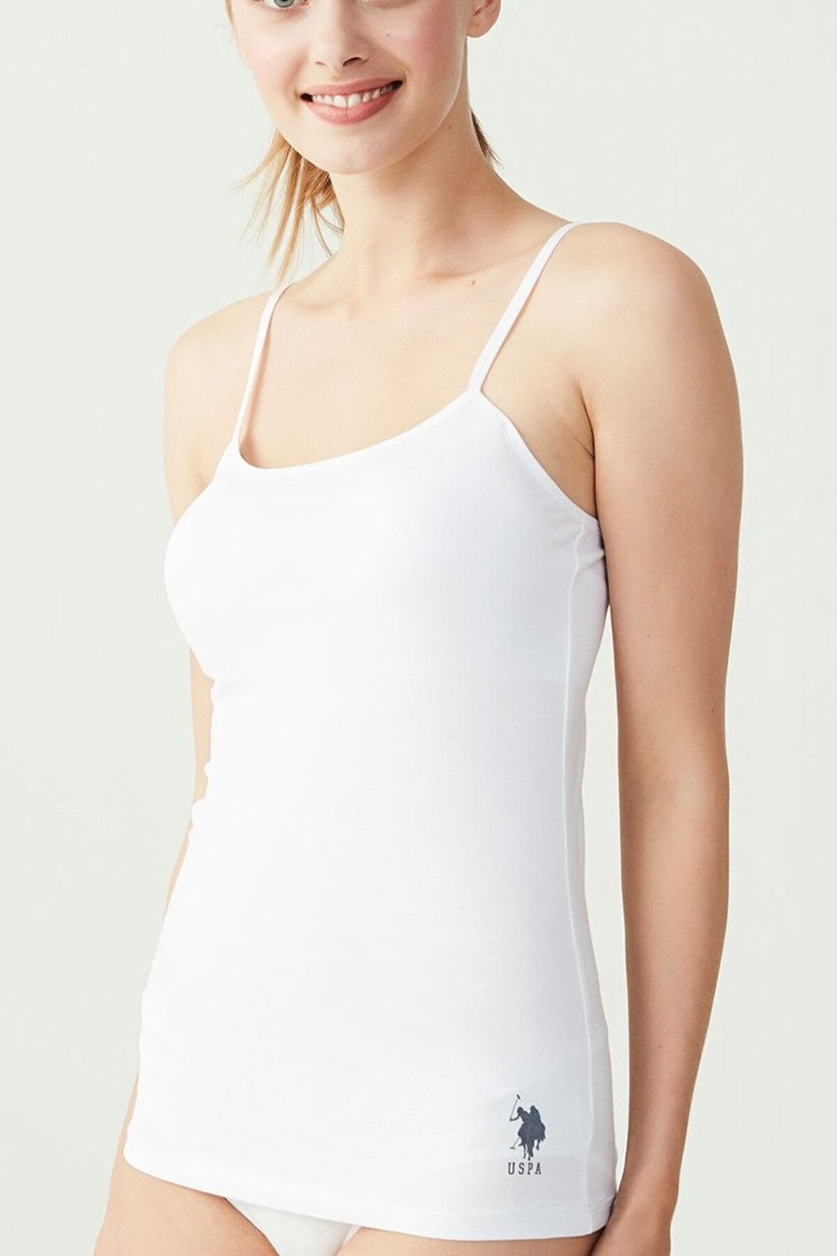 U.S. Polo Assn. 66000 Cotton Modal Lycra Rope Straps Womens Singlet White