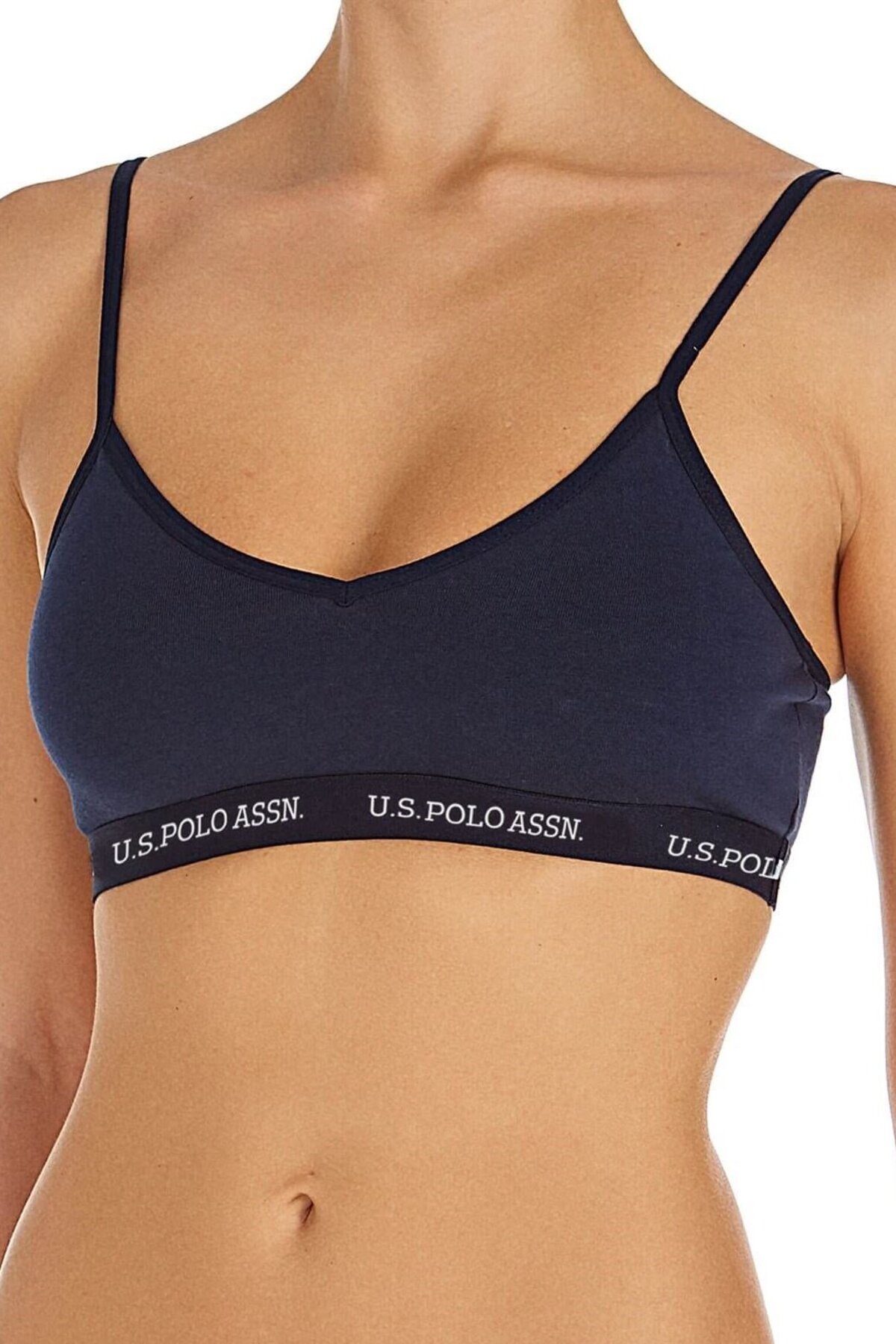 U.S. Polo Assn. 66116, Cotton & Lycra, Women’s Cup Bustier, Navy Blue