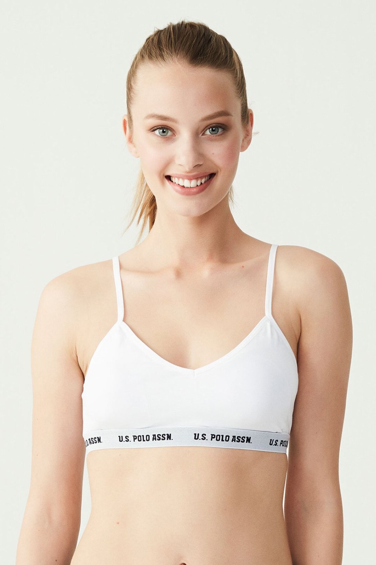 U.S. Polo Assn. 66116, Cotton & Lycra, Women’s Cup Bustier, White