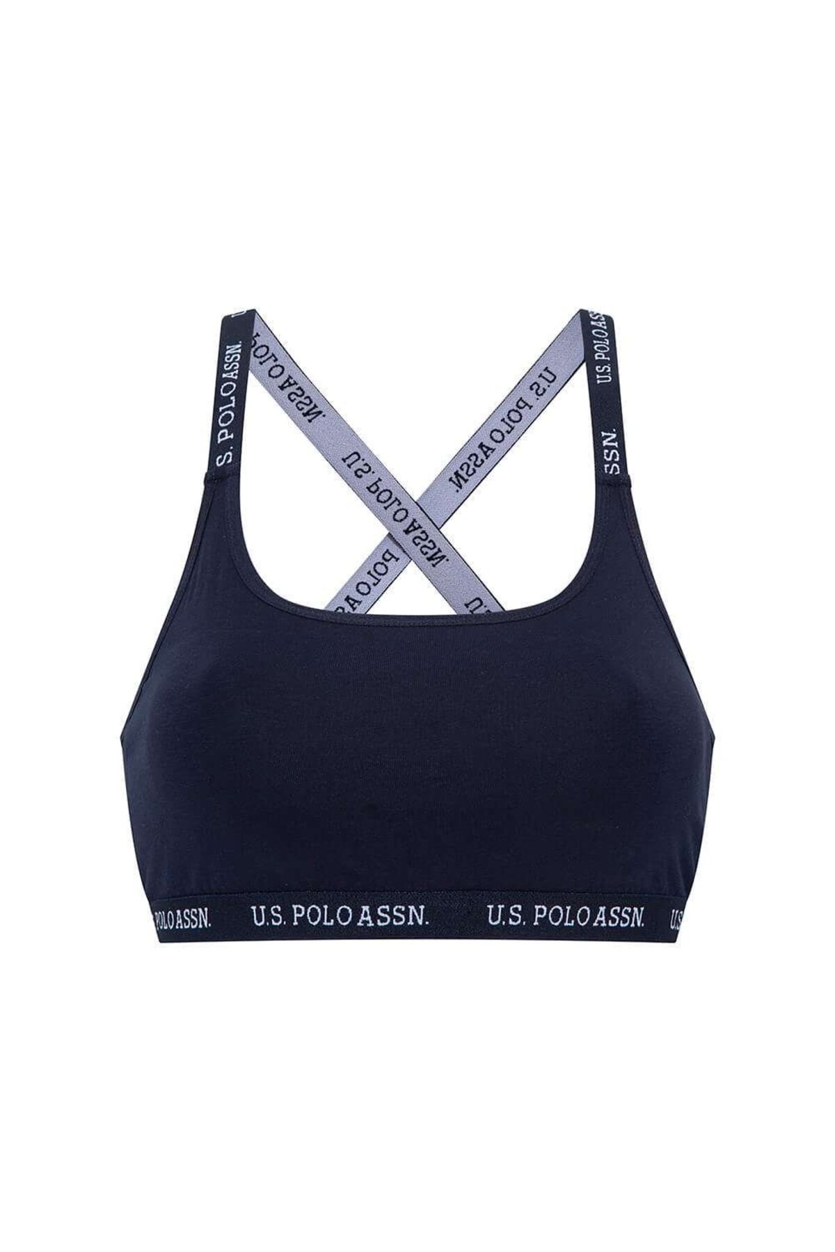 U.S. Polo Assn. 66117, Cotton & Lycra, Women’s Cross Straps Bustier, Navy Blue 2