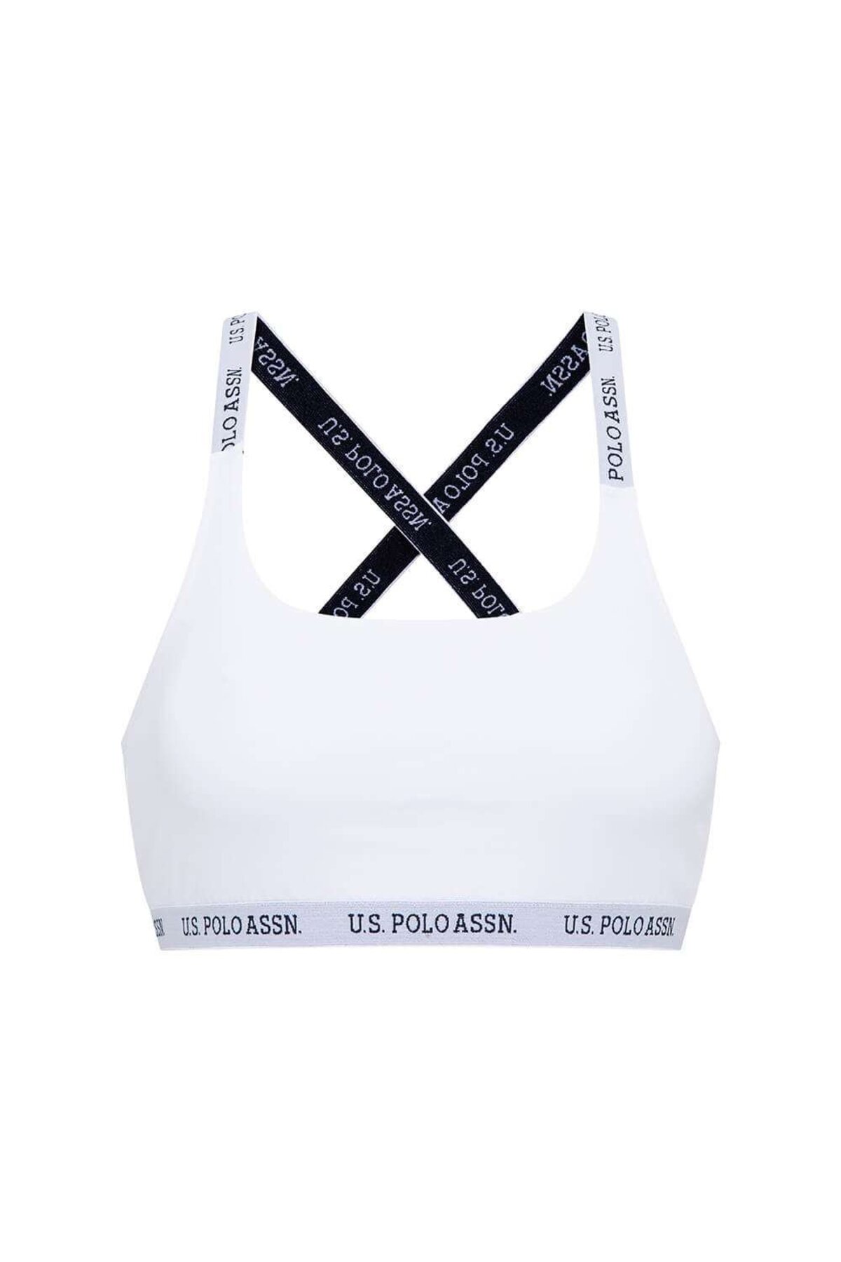U.S. Polo Assn. 66117, Cotton & Lycra, Women’s Cross Straps Bustier, White 2