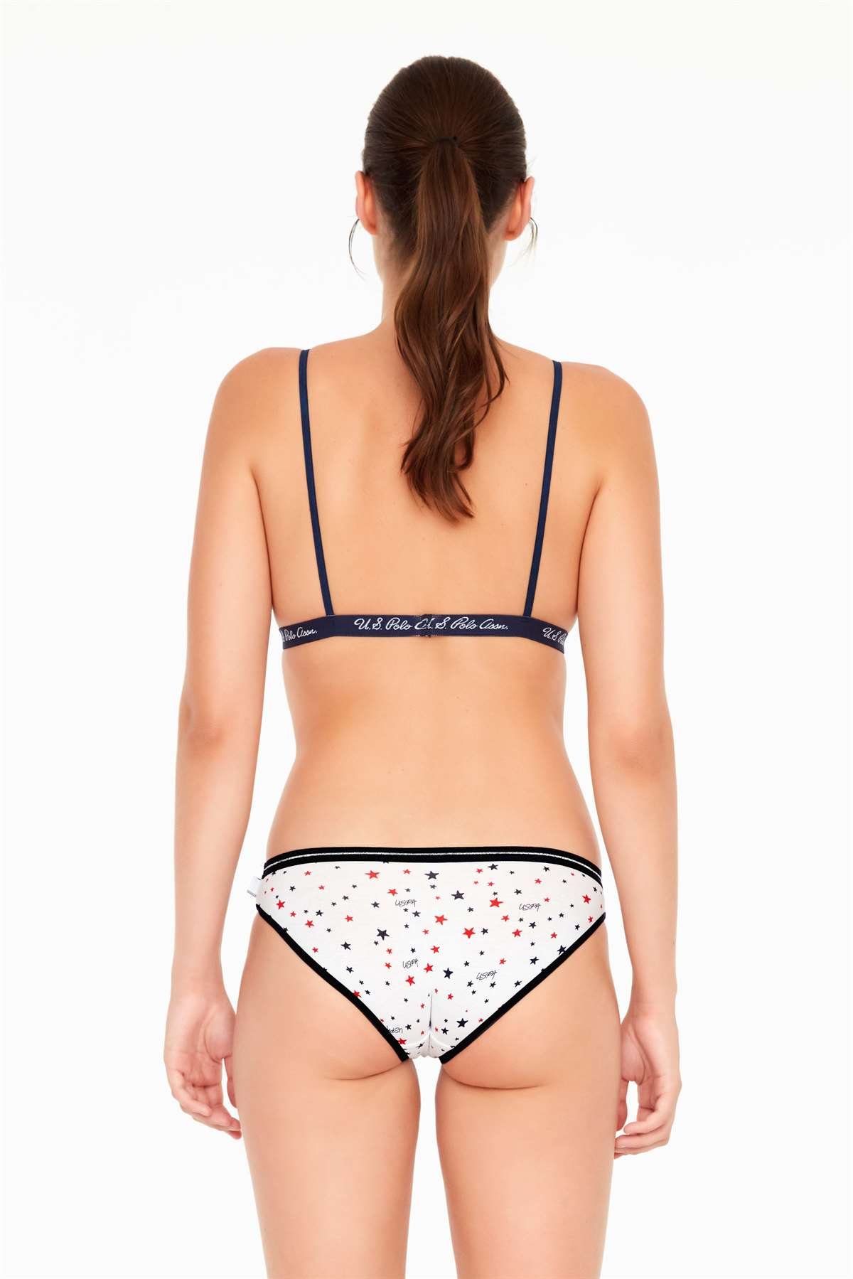 U.S. Polo Assn. 66317, Cotton & Lycra, 3 Pack Women's Bikini Panty Set, White, Red & Navy Blue back