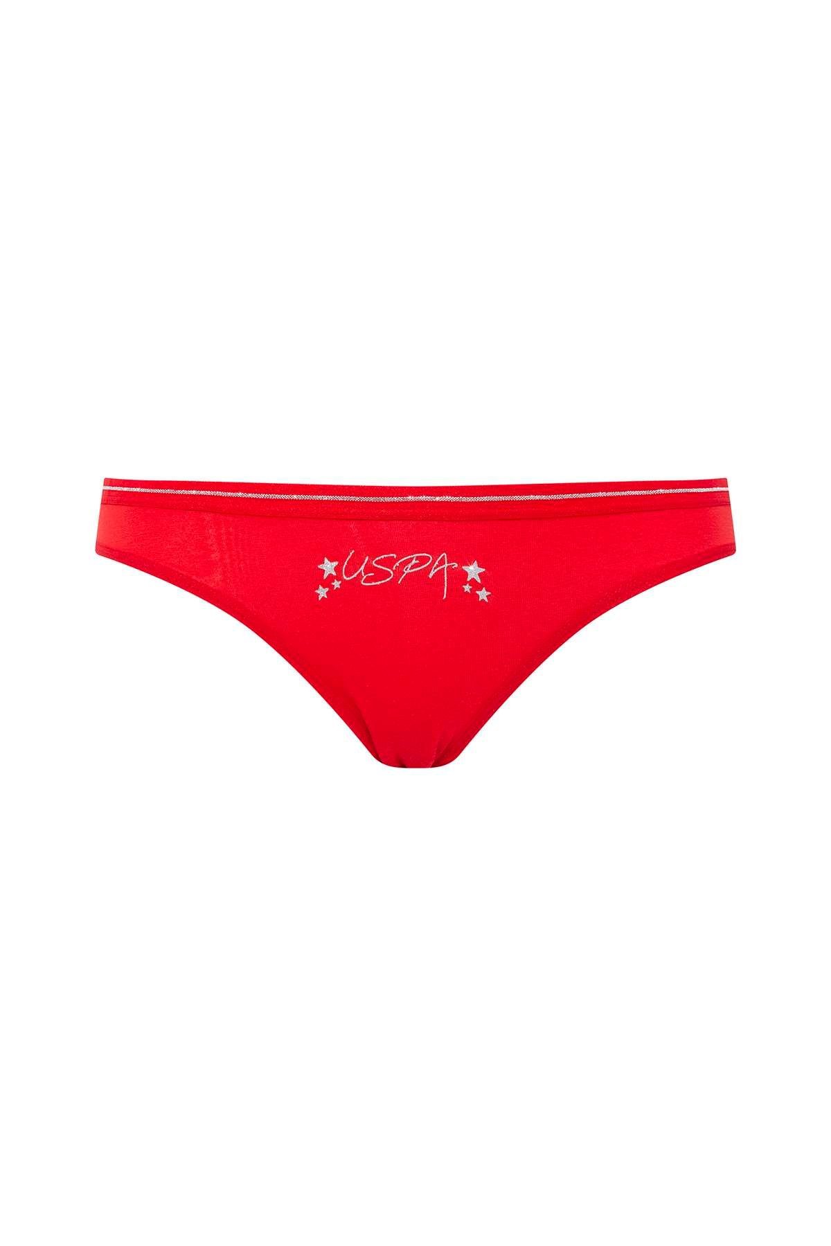 U.S. Polo Assn. 66317, Cotton & Lycra, 3 Pack Women's Bikini Panty Set, White, Red & Navy Blue red