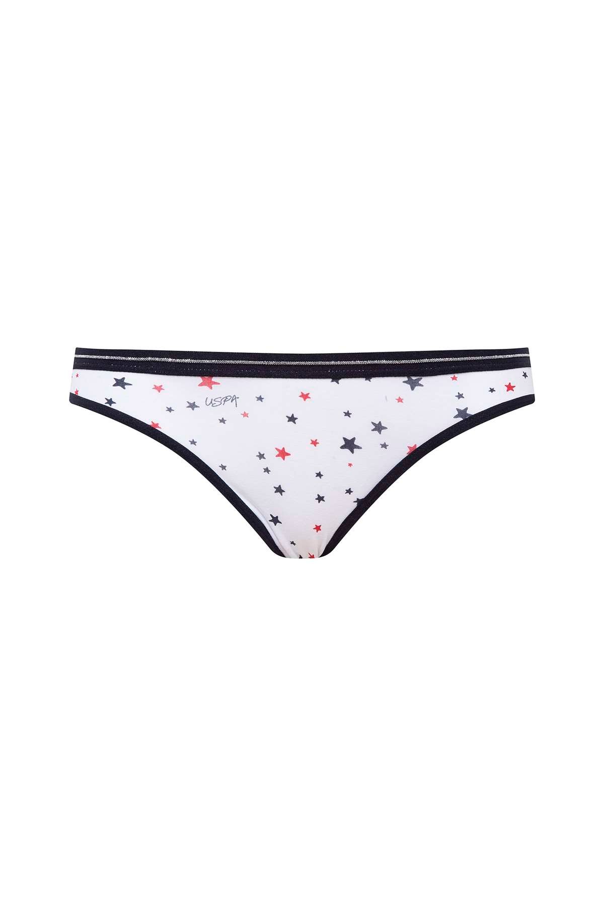 U.S. Polo Assn. 66317, Cotton & Lycra, 3 Pack Women's Bikini Panty Set, White, Red & Navy Blue, white