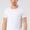 Cacharel 1305 Pamuklu Likrali Bisiklet Yaka Erkek T shirt beyaz