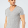 Cacharel 1306 Pamuklu Likrali Derin V Yaka Erkek T shirt Fanila gri