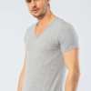 Cacharel 1306 Pamuklu Likrali Derin V Yaka Erkek T shirt Fanila gri 2