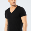Cacharel 1306 Pamuklu Likrali Derin V Yaka Erkek T shirt Fanila siyah 2