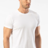 Cacharel 1307 Pamuklu Likrali Kisa Kollu Erkek T shirt Fanila beyaz 2