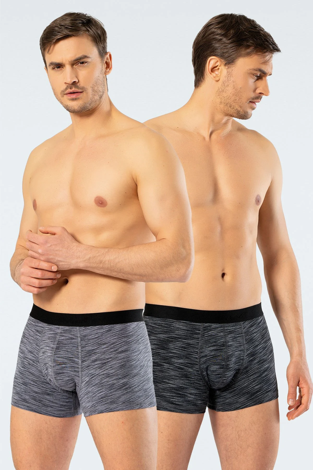 Cacharel 1324 Pamuklu Likrali Inkjet Erkek 2li Boxer siyah gri