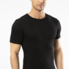 Cacharel 1601 Viloft Polyester Likrali Termal Kisa Kollu Bisiklet Yaka Erkek T shirt siyah