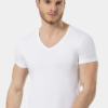 Turen 172 Pamuklu Likrali V Yaka Erkek T shirt Fanila beyaz