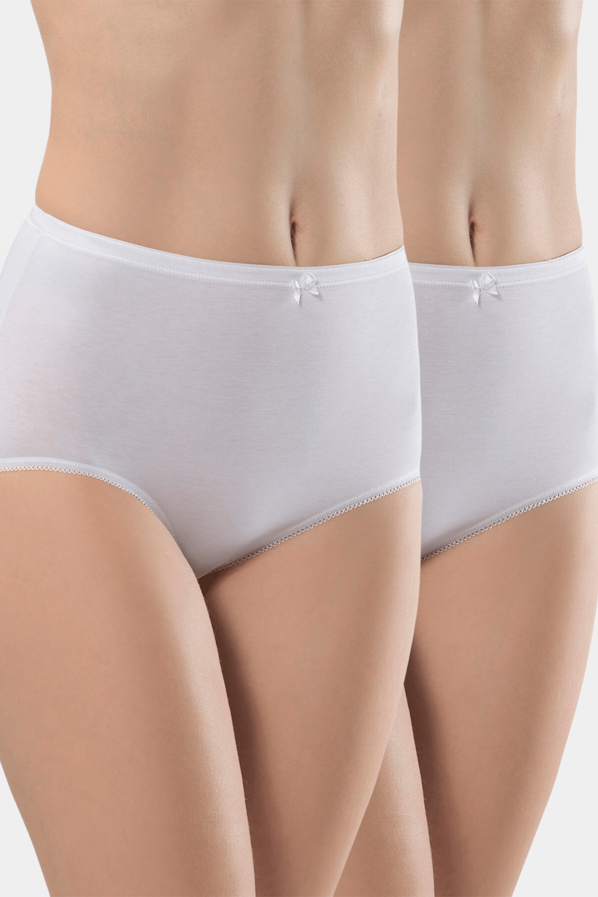 Turen 281 Pamuklu Likrali Kurdele Detayli Kadin 2li Kulot beyaz