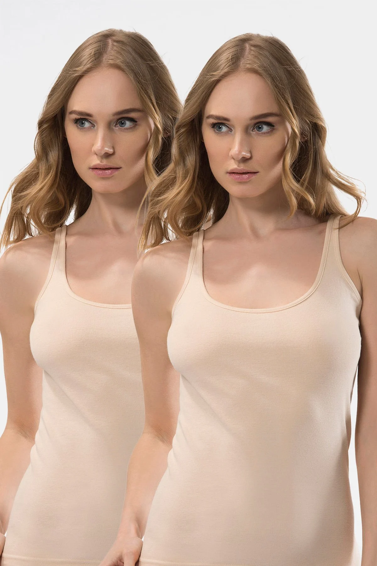 Turen 289 Pamuklu U Yaka Biyeli Ip Askili Kadin 2li Atlet ten