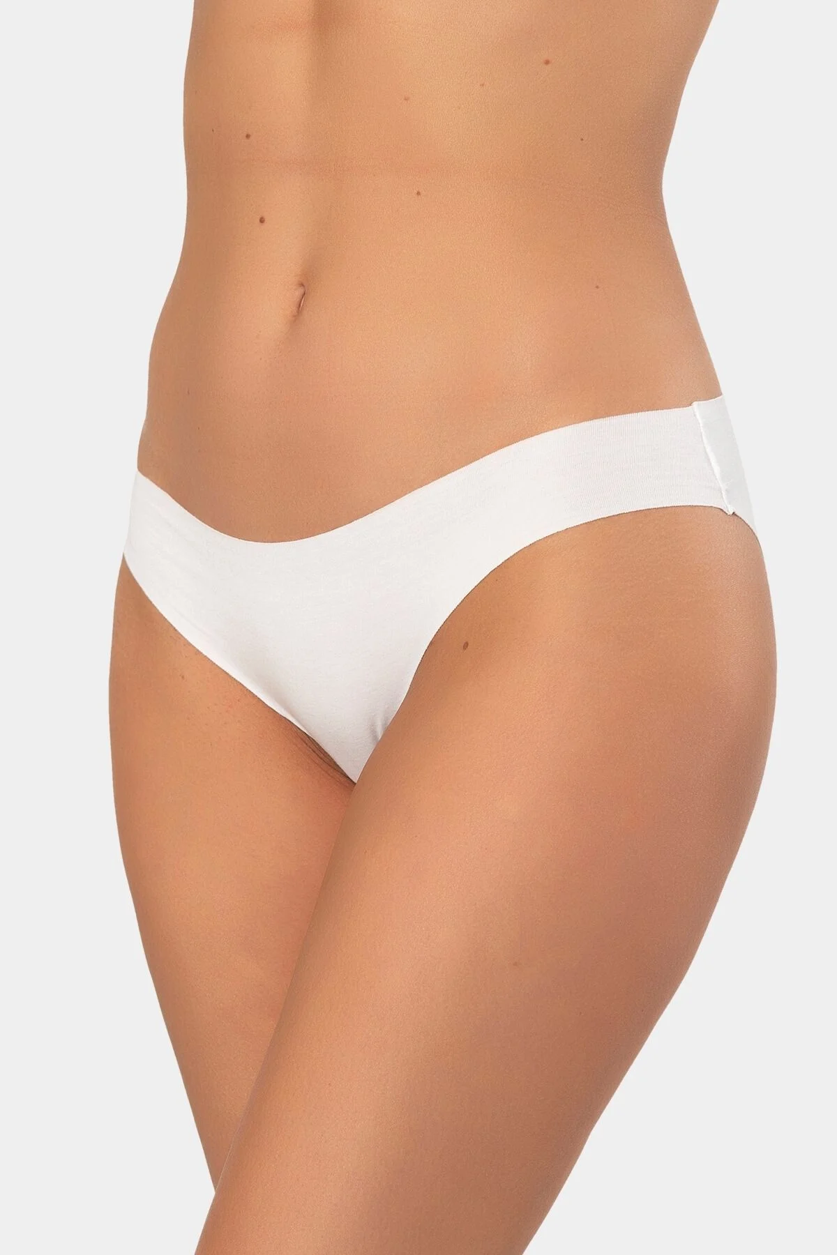 Turen 907 Supima Pamuklu Likrali Lazer Kesim Kadin Bikini Kulot beyaz