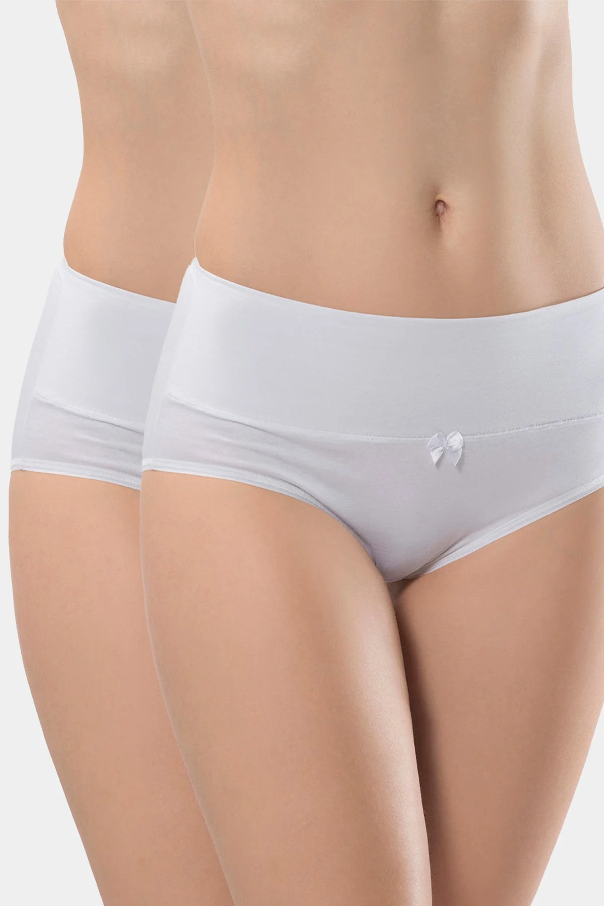 Turen 964 Pamuklu Likrali Kurdele Detayli Kadin 2li Kulot beyaz