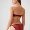 Pierre Cardin 4034 Polyemid Likrali Balenli Dantelli Straplez Kadin Sutyen V Slip Kulot Takim bordo arka