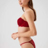 Pierre Cardin 4034 Polyemid Likrali Balenli Dantelli Straplez Kadin Sutyen V Slip Kulot Takim bordo yan