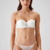 Pierre Cardin 4034 Polyemid Likrali Balenli Dantelli Straplez Kadin Sutyen V Slip Kulot Takim ekru