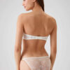 Pierre Cardin 4034 Polyemid Likrali Balenli Dantelli Straplez Kadin Sutyen V Slip Kulot Takim ekru arka