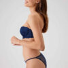 Pierre Cardin 4034 Polyemid Likrali Balenli Dantelli Straplez Kadin Sutyen V Slip Kulot Takim lacivert yan