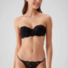 Pierre Cardin 4034 Polyemid Likrali Balenli Dantelli Straplez Kadin Sutyen V Slip Kulot Takim siyah